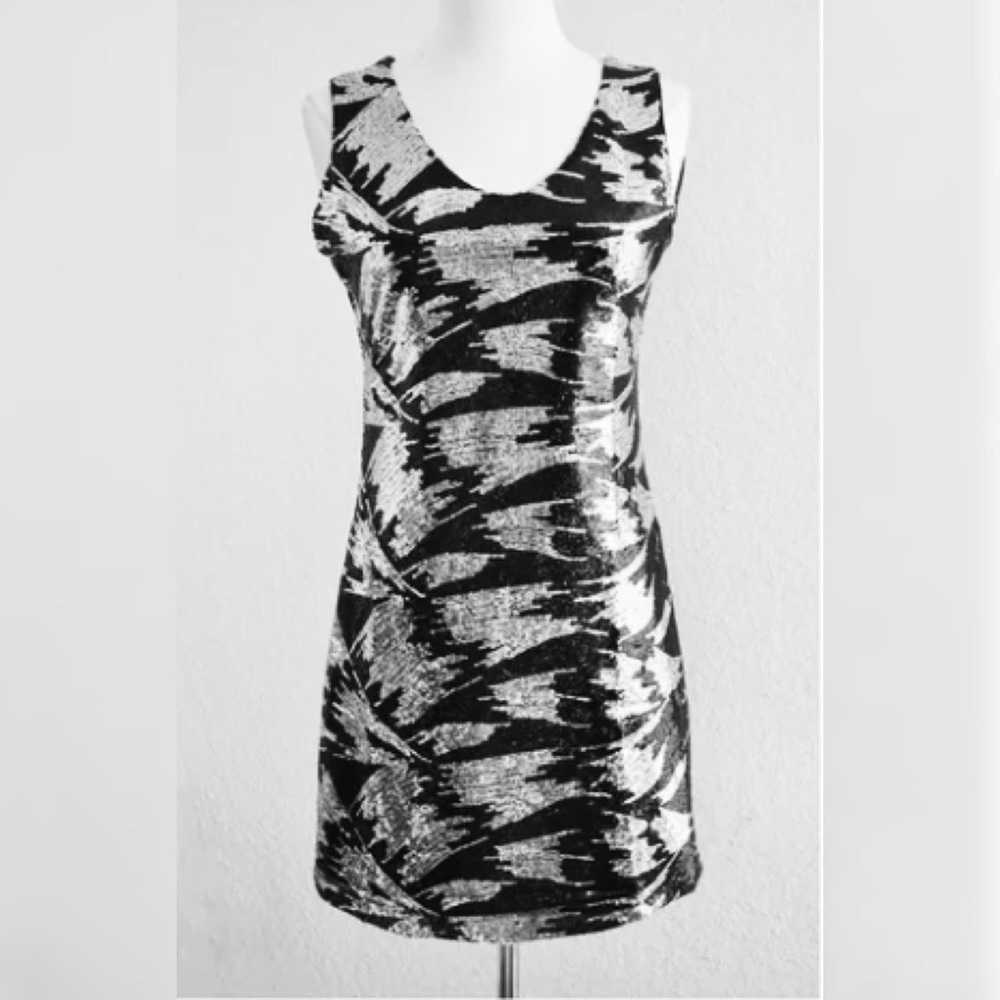 Black and Silver Sequin Front Dress
